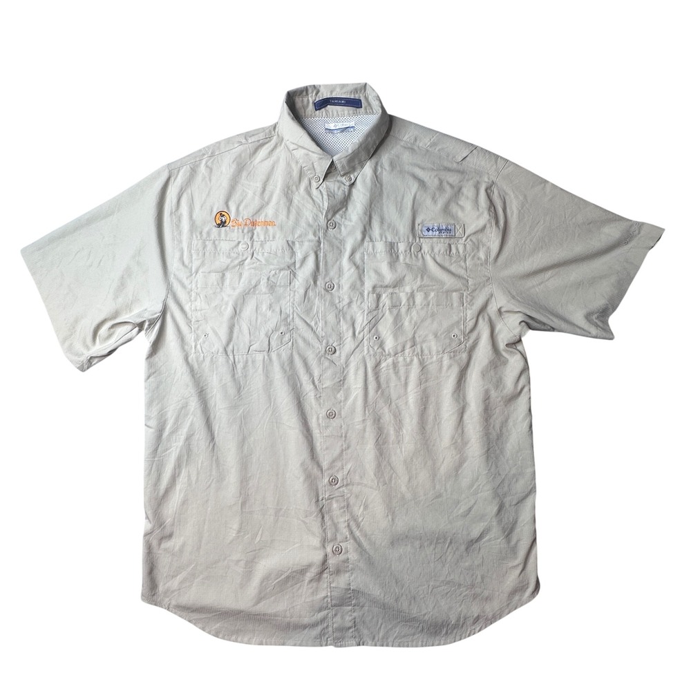 Columbia Fishing Shirt Mens L Tan Tamiami II PFG Short Sleeve Omni-Shade FM7266